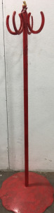 Red Metal Coat Rack With Horseshoe Hooks