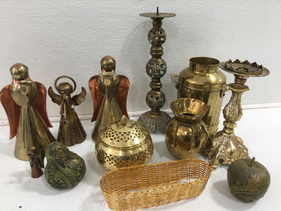 (1) 14&rdquo; Brass Candle Stick (2) 10&rdquo; Angel Candle Holders & Much More!!