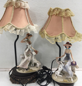 (1) 18&rdquo; Lamp With Lady Figurine (1) 17&rdquo; Lamp With Lady Figurine