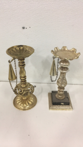 (2) Vintage Metal CandleHolders With Flame Snuffers