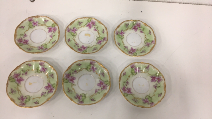 (6) Antique Elite Works Limoges France 4.75&rdquo; Tea Cup Plates Fine China