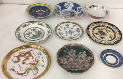 Lot Of (9) Various Painted Fine China Plates