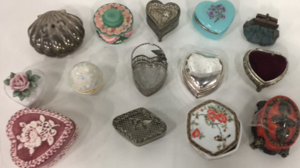 (14) Vintage Various Miniature Jewelry Trinkit Boxes