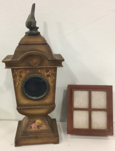 (1) Vintage 30&rdquo; x 10&rdquo; x 10&rdquo; Wooden Clock Base With Mirror Inside (1) 11&rdquo; x 12&rdquo; x 4&rdquo; Window pane Picture Frame Storage Box