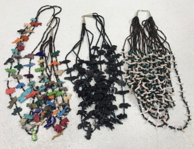 (3) Layered Animal Bead Necklaces