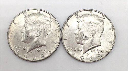 (2) 1960’s Kennedy Half Dollar