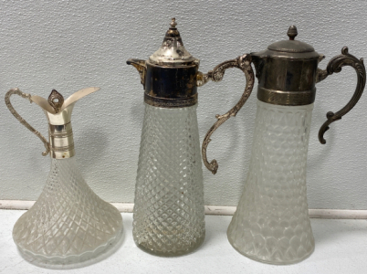 (3) Vintage Glass Decanters