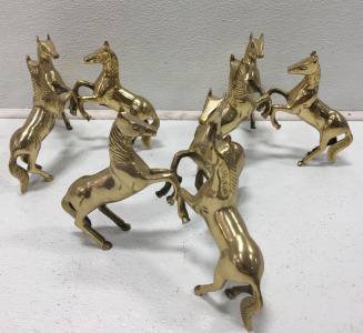 (3) Brass Horses Statues