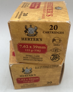 (29) Rds Herters 7.62x39mm 122 Gr FMJ Ammo
