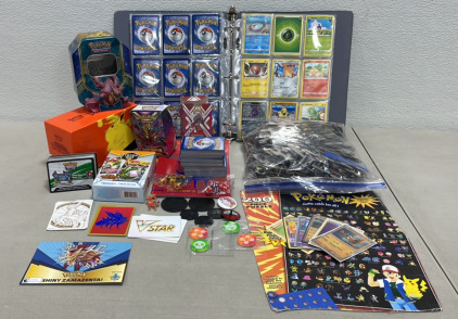 (1) Huge Lot Of Pokémon Cards Generations 1-8 W/ Collectors Containers, Dice, Game Pieces, (1) 200 Pc Pokémon Puzzle