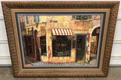 Extra-Large Framed ‘Le Relais’ French Café Textured Print