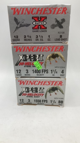 Winchester 12 GUAGE Ammo. BB shot, #4 shot #8 shot