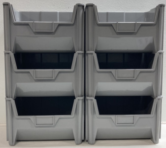 (6) Large Plastic Stacking Storage Bins