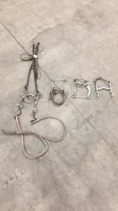 (1) Renalde Aluminum Horse Bit (2) Unbranded Grazing Horse Bits (1) Unbranded Dress Horse Bridal With Bone Accents