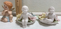 (11) Small Ceramic Figures: (7) Children, (3) Cherubs, (1) Basket - 6