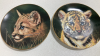 (3) Framed Kitten Collectible Plates, (1) Kitten Plate, (3) Wild Cat Cub Plates - 3