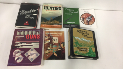 (1) 1978 Sierra Bullets Rifle Handgun Reloading Manual (1) Hodgdon Powder Data Manual (1) Outdoor Life Complete Book Of Hunting Hardback And (4) Vintage Gun Manuals