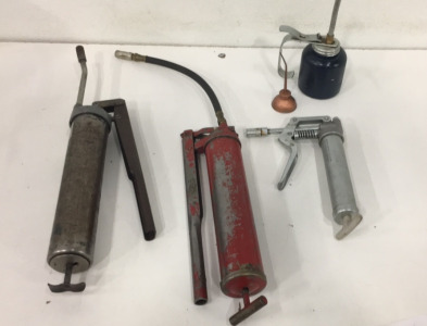 Lot Of (5) Vintage Unbranded Grease Guns Oil Cans