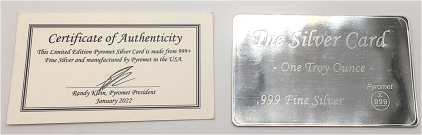 One Troy Ounce Silver Card .999