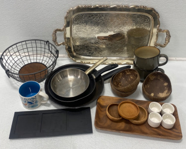 Silver Plated Serving Tray, Unique Bowls, Mugs, And More!