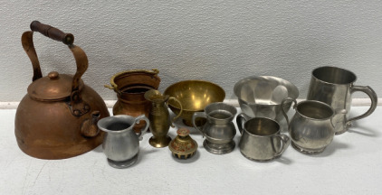 Assorted Copper, Brass, Silver, And Aluminum Pieces