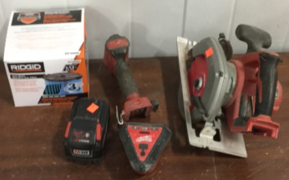 (1) Box Of Milwaukee 18V Saw, Drill, And Radio 12V