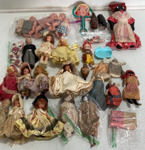 Collection of Antique Small Dolls and Toys