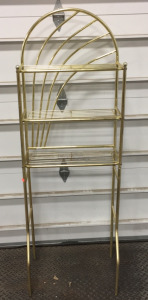 (1) 56” MCM Faux Brass Gold Metal (3) Shelving Units