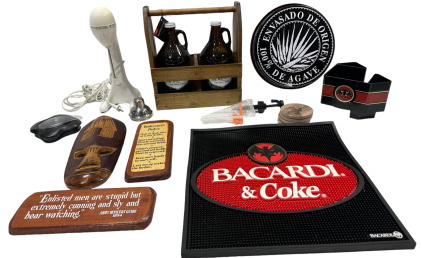 (1) 2 Qt. Growler Set (1) Bacardi & Coke Drain Mat & Assorted Bar Ware & More!