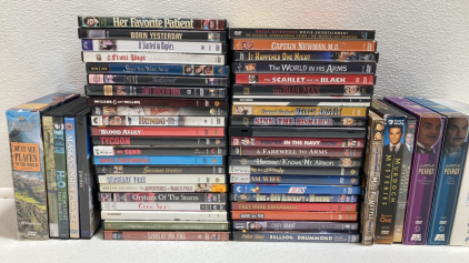 (43) Classics DVD Movies, (5) Documentary DVDs, (2) Poirot DVD Collections, (3) TV Show DVDs