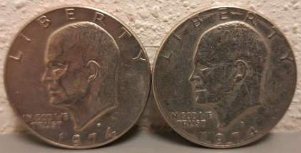 (2) 1974 Eisenhower Dollars - Verified Authentic