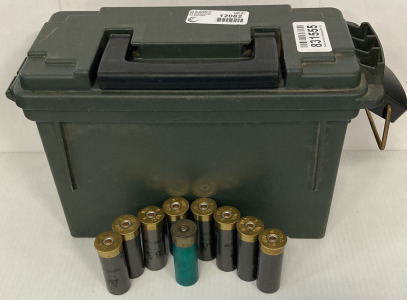 (9) Rnds. 12 Ga. Ammo And Plastic Ammo Box