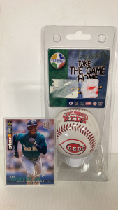 Ken Griffey JR. Collector Card And Cincinnati Reds Baseball