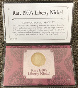 Rare 1911 Liberty Nickel With Certificate Of Authenticity