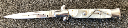 Faux Pearl Handle Automatic Stiletto Knife Marked Itallan Milano