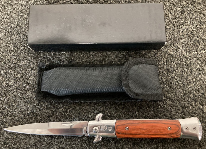 Wood Handled Automatic Stiletto Knife