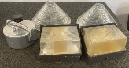 Pressure Cooker, Heavy Glass Light Covers, and Outdoor Lights