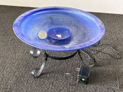 Blue Glass Tabletop Water Feature
