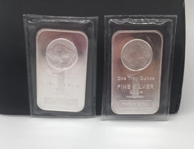 (2) One Troy Ounce Fine Silver Bars