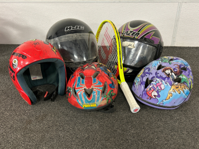 Adult and Youth Helmets and Tennis Racket