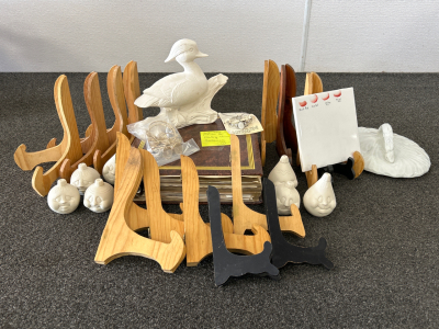 Ceramic and China Painting Supplies, Binder with Instructions and Pictures, and Display Stands