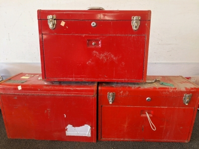 3 Heavy Duty Red Tool Boxes