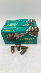 (136) Rds 9mm Makorov Ammo, 95gr. Bimetal FMJ