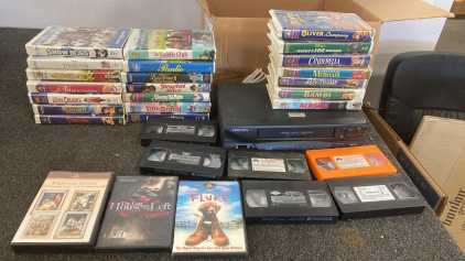 VHS Tapes And VCR, Powers On