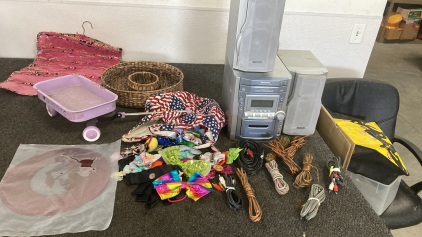 Panasonic Stereo, Wire Organizer, Hair Clips, And More