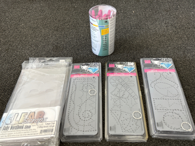 Stencils and Decorative Scissors for the Crafters and Scrapbookers! Cutter Bee Scissors (8 shapes), Baby Wordbook Album (5), Borders (2), Glitz (3) and Christmas (2)