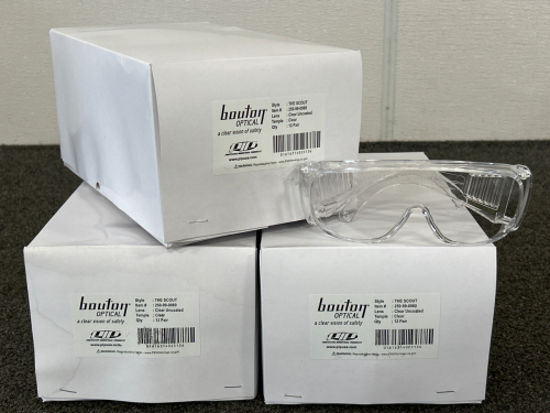 (3) Boxes of Bouton Optical Safety Glasses (36 Pairs Total)