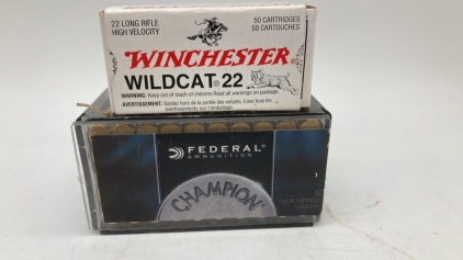 (50) Rds Federal 22 CAL.WIN MAG long 40gr & (50) Rds Winchester Wildcat 22 long rifle.