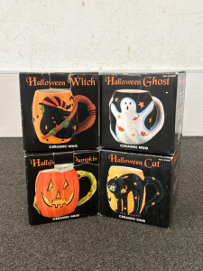 (4) Costco Exclusive Ceramic Halloween Mugs