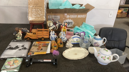 Figurines, Tea Set, and Other Home Decor